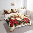 thumbnail image 3 of Manfei Cute Christmas Reindeer 7-Piece Twin Bedding Sets,Rustic Xmas Flower Bedding Comforter Set,Red Green Beige Sheet Sets For Adults,Microfiber Bedroom Decor Reversible, 3 of 8