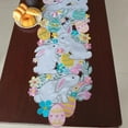 thumbnail image 4 of KOYPTL Easter Table Runner Spring Bunnys Flowery Table Runner Cutwork Embroidered Floral and Bunnys Dresser Scarf Table Topper Home Kitchen Dining Tabletop Decoration, 86 inch Long, 4 of 10