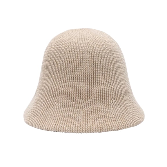 Women's Chenille Bucket Hat Winter Woven Warm Hat Foldable Fisherman Caps Hats Beige