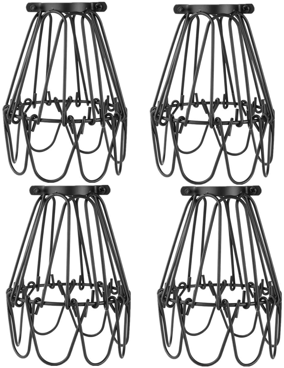 Black, 3-Pack Metal Bulb Guard Lamp Cage,TWDRTDD Ceiling Fan and Light Bulb Covers,Industrial Vintage Style Hanging Pendant Light Fixture Lamp Guard