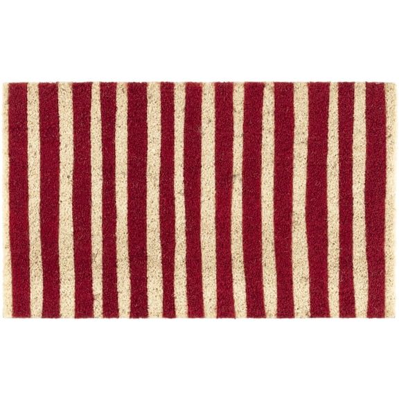 Mainstays Red Summer Stripes Coir Outdoor Doormat, 18"x30"