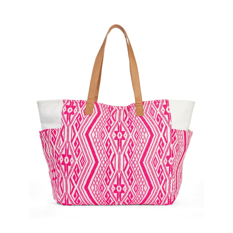 Jacquard-weave Handbag - Pink/patterned - Ladies