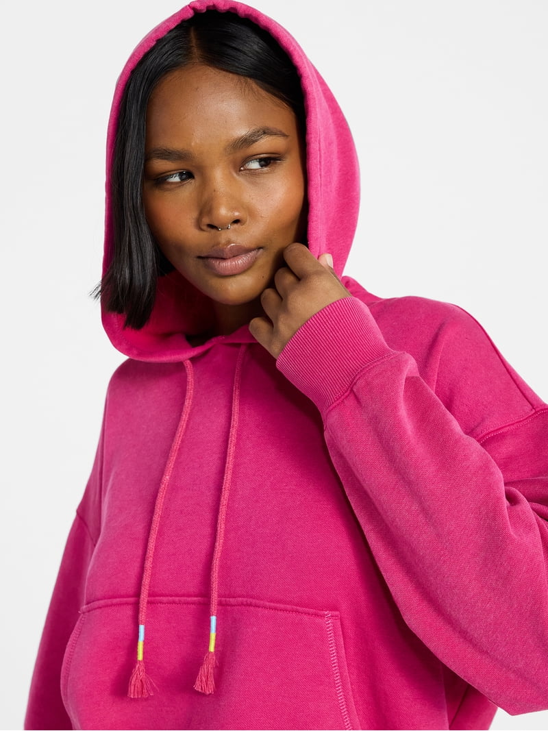 No Boundaries Washed Fleece Pullover Hoodie, Women's XXS-XXL