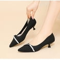 thumbnail image 6 of Womens Pearl Breathable Mesh Knitted Kitten Heels Pumps Pointed Toe Slip On Comfortable Casual Formal Dress Shoes, 6 of 6