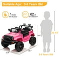 thumbnail image 3 of SESSLIFE 12V Kids Ride On Car, Pink Electric Car for Girls, Motorized Riding Toys with Parents Remote Control, LED Lights, 3 of 10