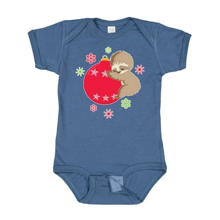 

Inktastic Cute Christmas Baby Sloth on Red Ornament with Snowflakes Gift Baby Boy or Baby Girl Bodysuit