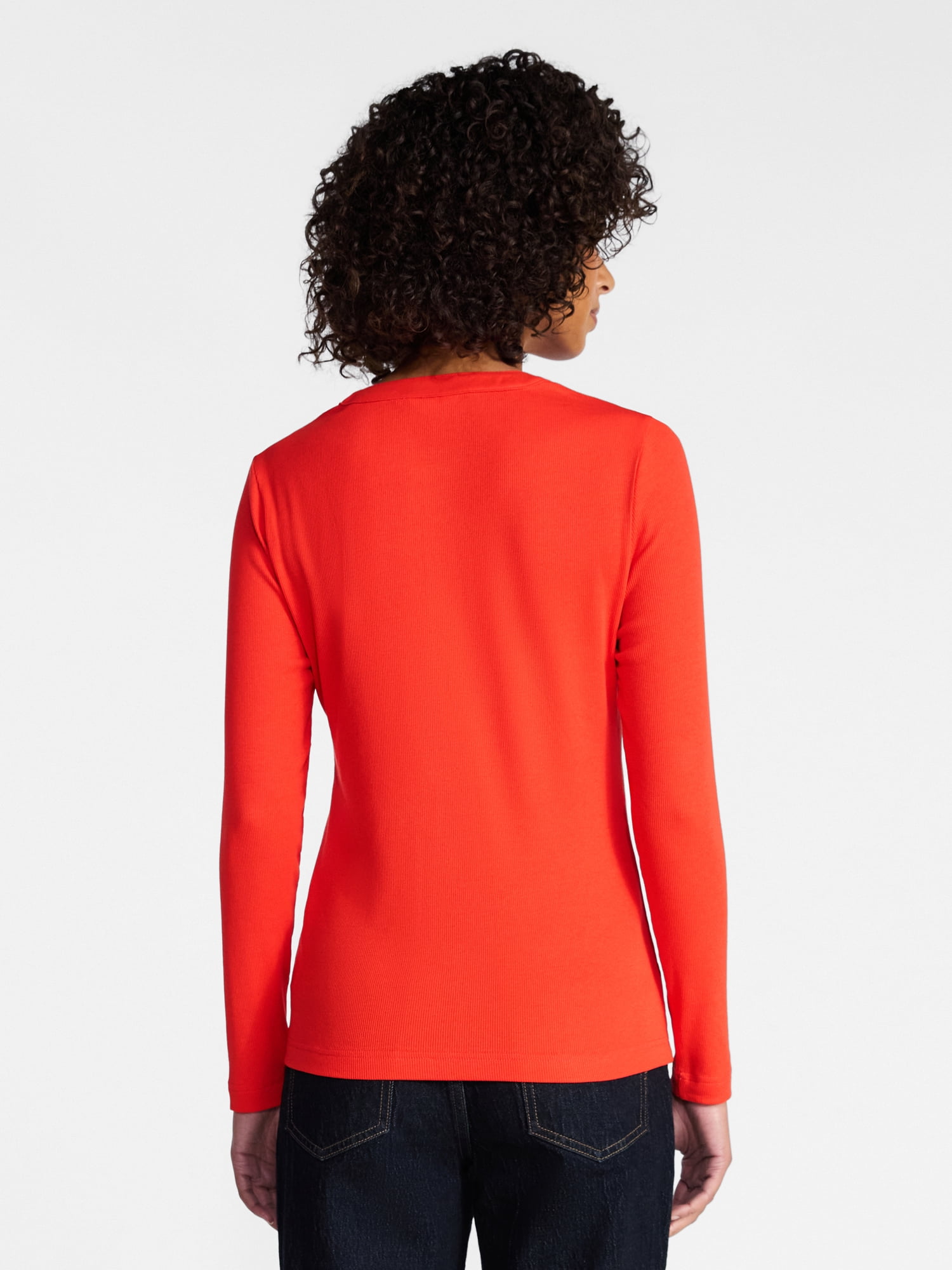 Time and Tru Women's Ribbed Henley with Long Sleeves, Sizes XS-XXXL