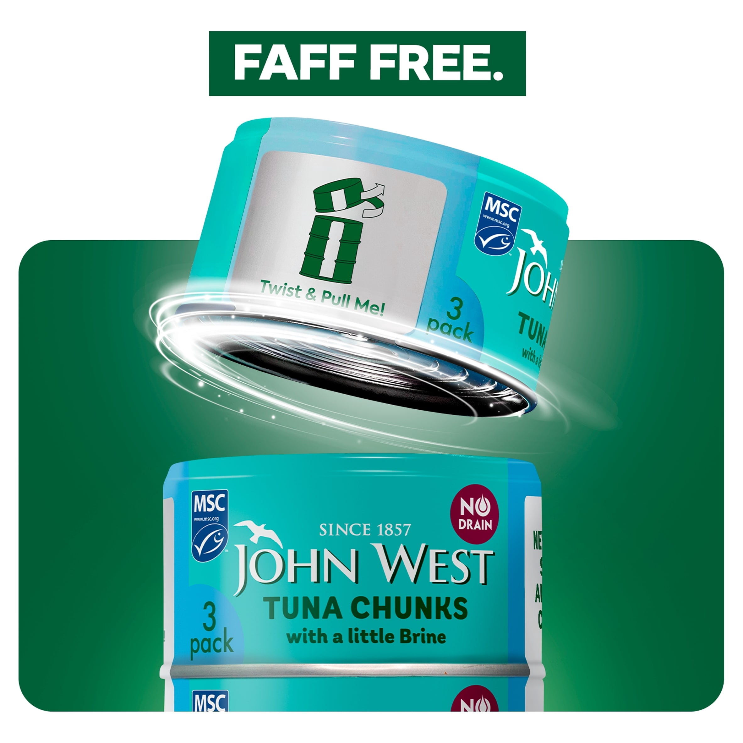John West No Drain Tuna Chunks with a Little Brine MSC 3x100g, Imported from Britain