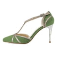 thumbnail image 2 of XYD Women Elegant T-strap Thin High Heel Buckle Pumps Pointed Closed Toe D'Orsay Sandals Party Evening Shoes Size 14.5 Green, 2 of 4