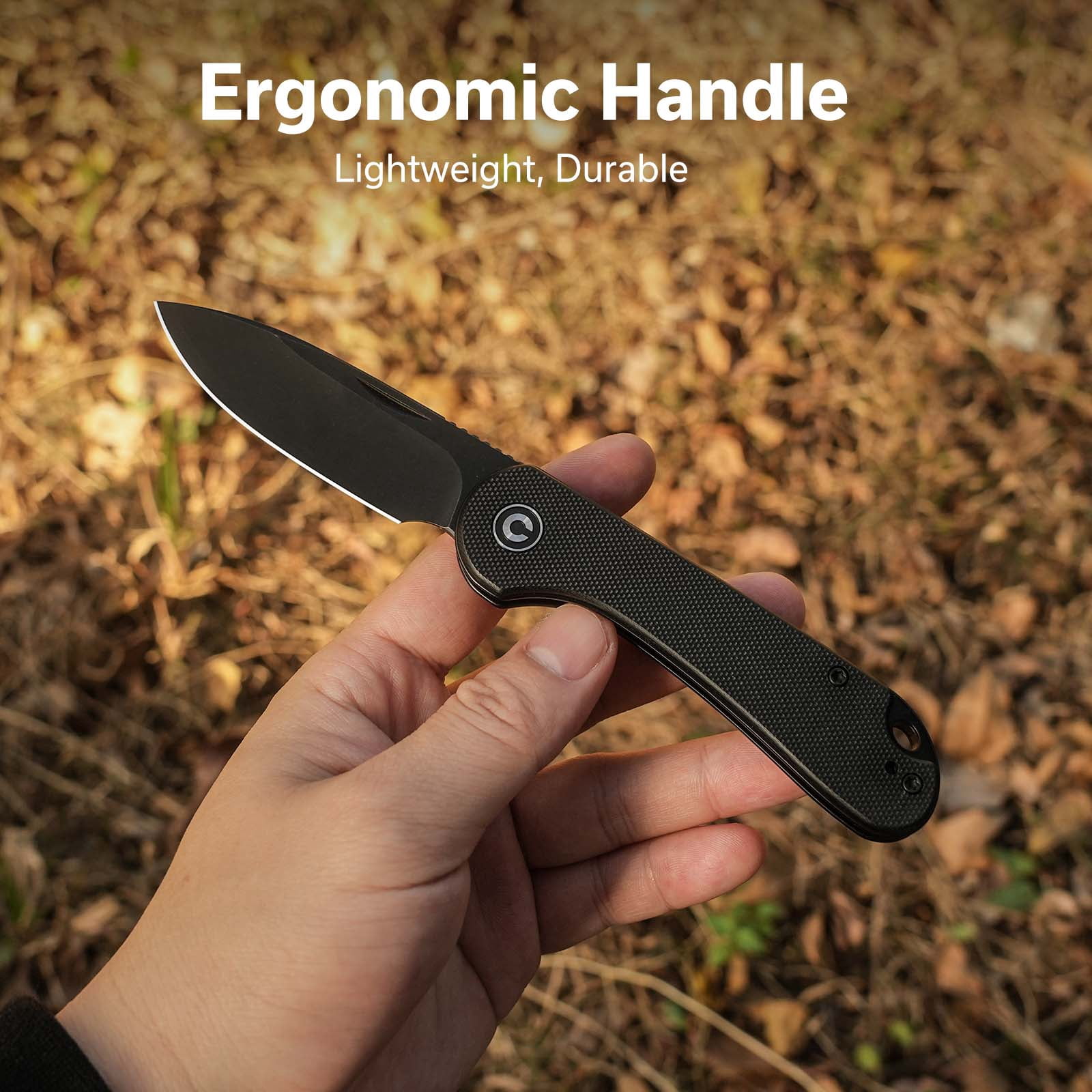 CIVIVI Elementum Slip Joint Pocket Knife, Folding Knife with 2.96" Swedish 14C28N Blade G10 Handle C18062AJ-1 (Black)