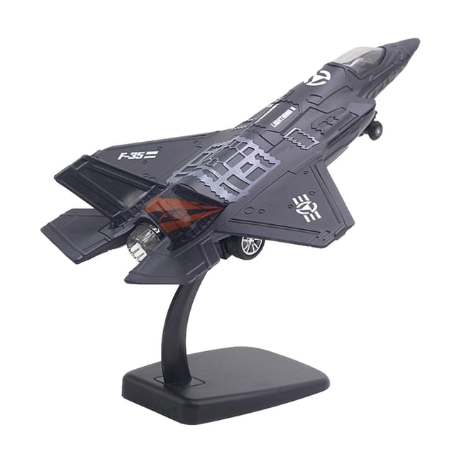 Simución de aleación de fundición a arrojar hacia atrás luz sonido Airline Fighter modelo de soporte Negro CUTICAT Modelos de aviones en miniatura