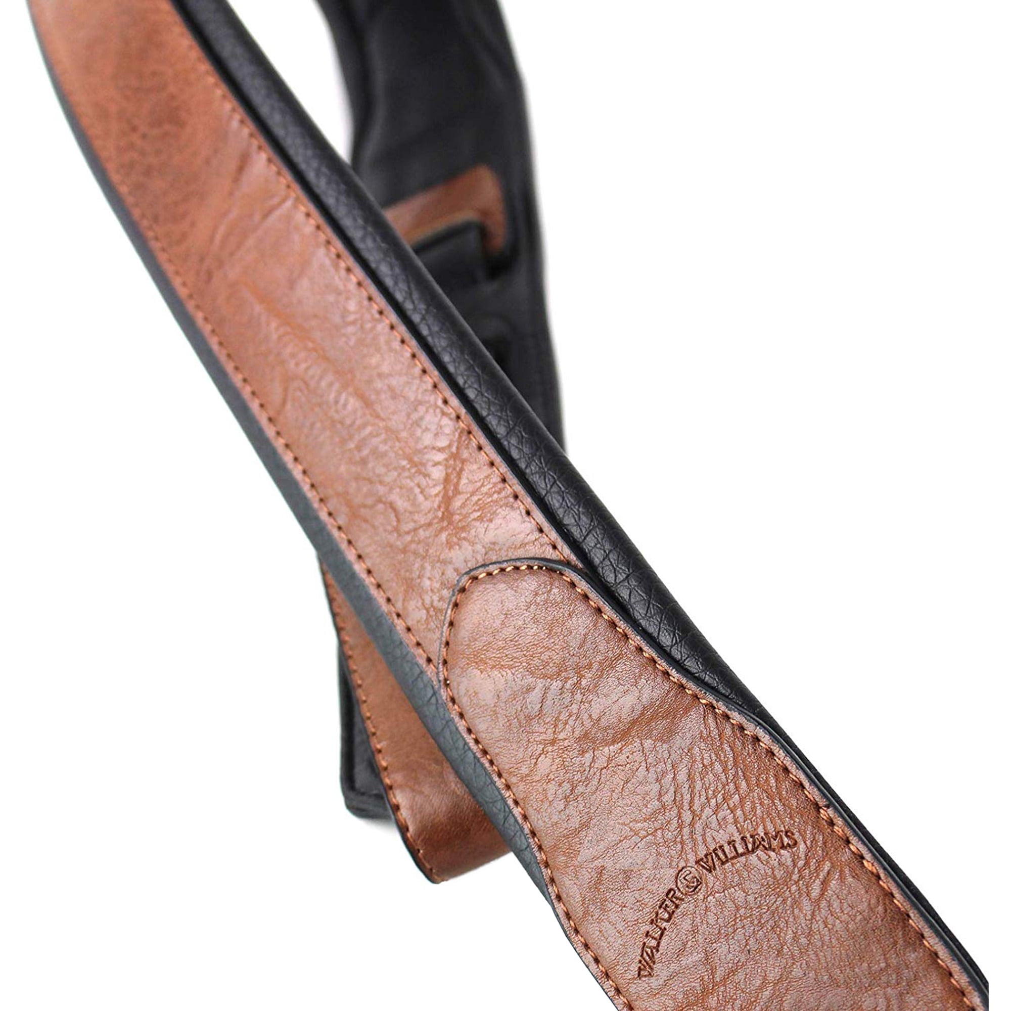 Walker & Williams G-102 Dark Harness Tan Guitar Strap with Padded Glove Leather Back