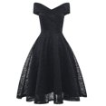 thumbnail image 1 of SAYOO Vestido largo con hombros descubiertos para mujer, cuello en V, manga corta, color sólido, vestido de encaje, vestido de noche SAYOO Moda, 1 of 9