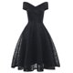 thumbnail image 1 of Txlixc Vestido largo con hombros descubiertos para mujer, cuello en V, manga corta, color sólido, vestido de encaje, vestido de noche Txlixc  Moda, 1 of 9