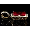 thumbnail image 6 of Men's 10K Yellow Gold Royal Created Ruby Gemstone Center Diamond Pendant 0.50ct., 6 of 7