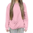 thumbnail image 2 of Chandails d'Automne Grande Taille pour Femmes Mode Décontractée Couleur Unie Poche Col Rond Manches Longues Chandail en Molleton Amusant, 2 of 7