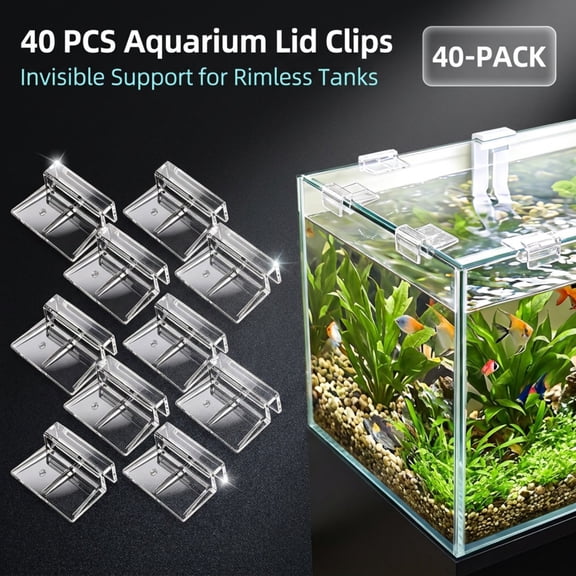 40-Pack Clear Acrylic Aquarium Lid Clips , Rimless Fish Tank Cover Holder Support Clamps for Glass Top