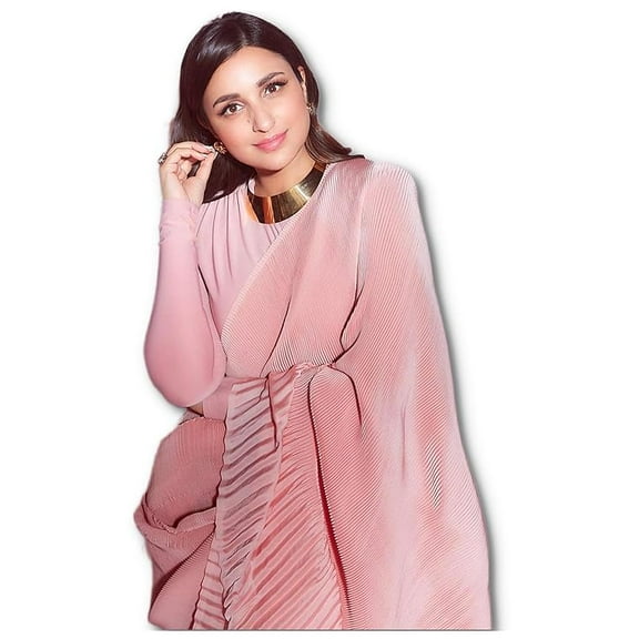 Accessorize Kingdom Women's Plain Pure Georgette Saree With Unstitched Blouse Piece (Rocky Aur Rani Ki Prem Kahani Alia Bhatt Saree.