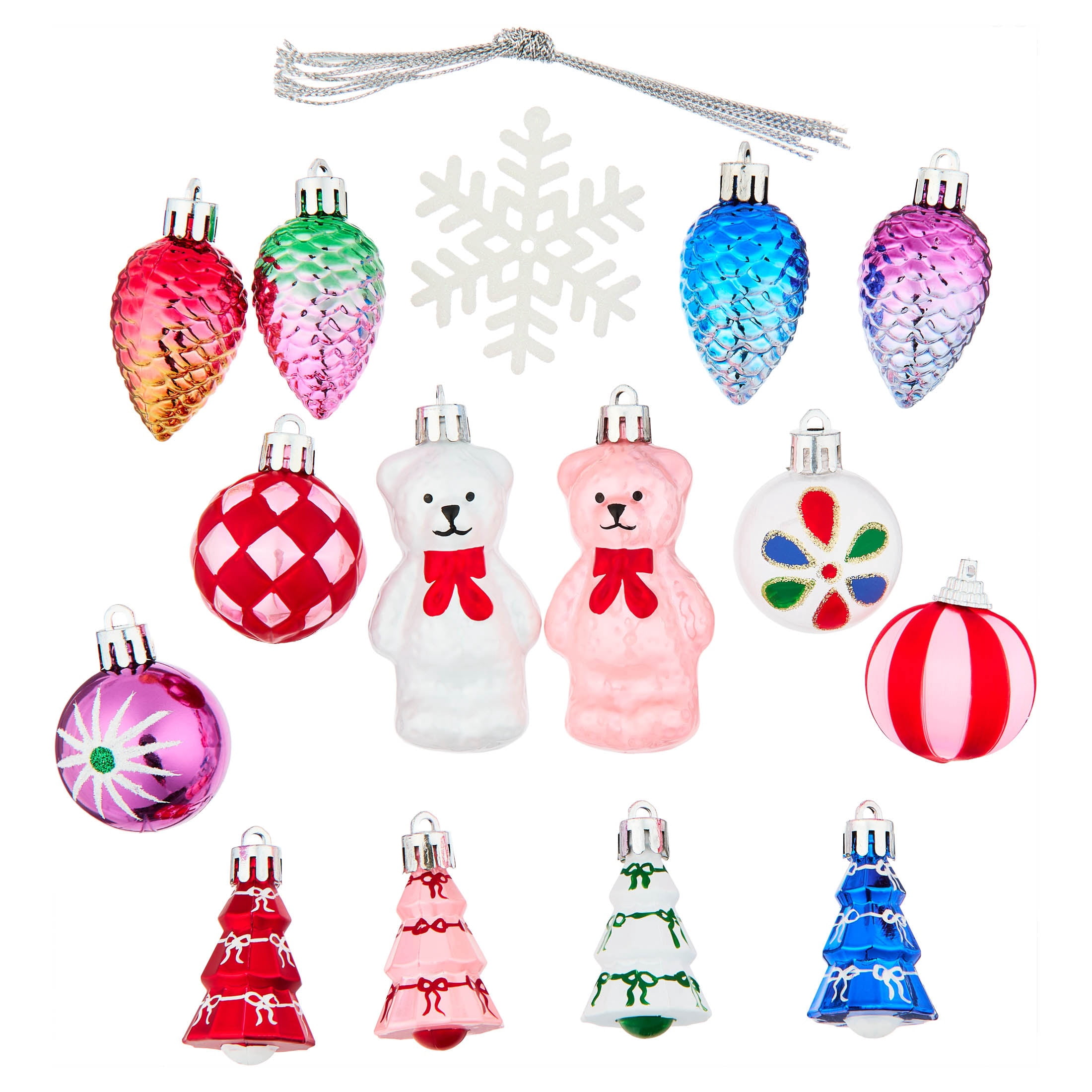 24-Count Multicolor Bright Mini Christmas Ornaments, by Holiday Time