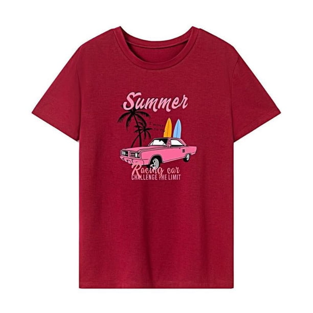 Camiseta de mujer con cuello redondo, camiseta básica de moda para compras en SG