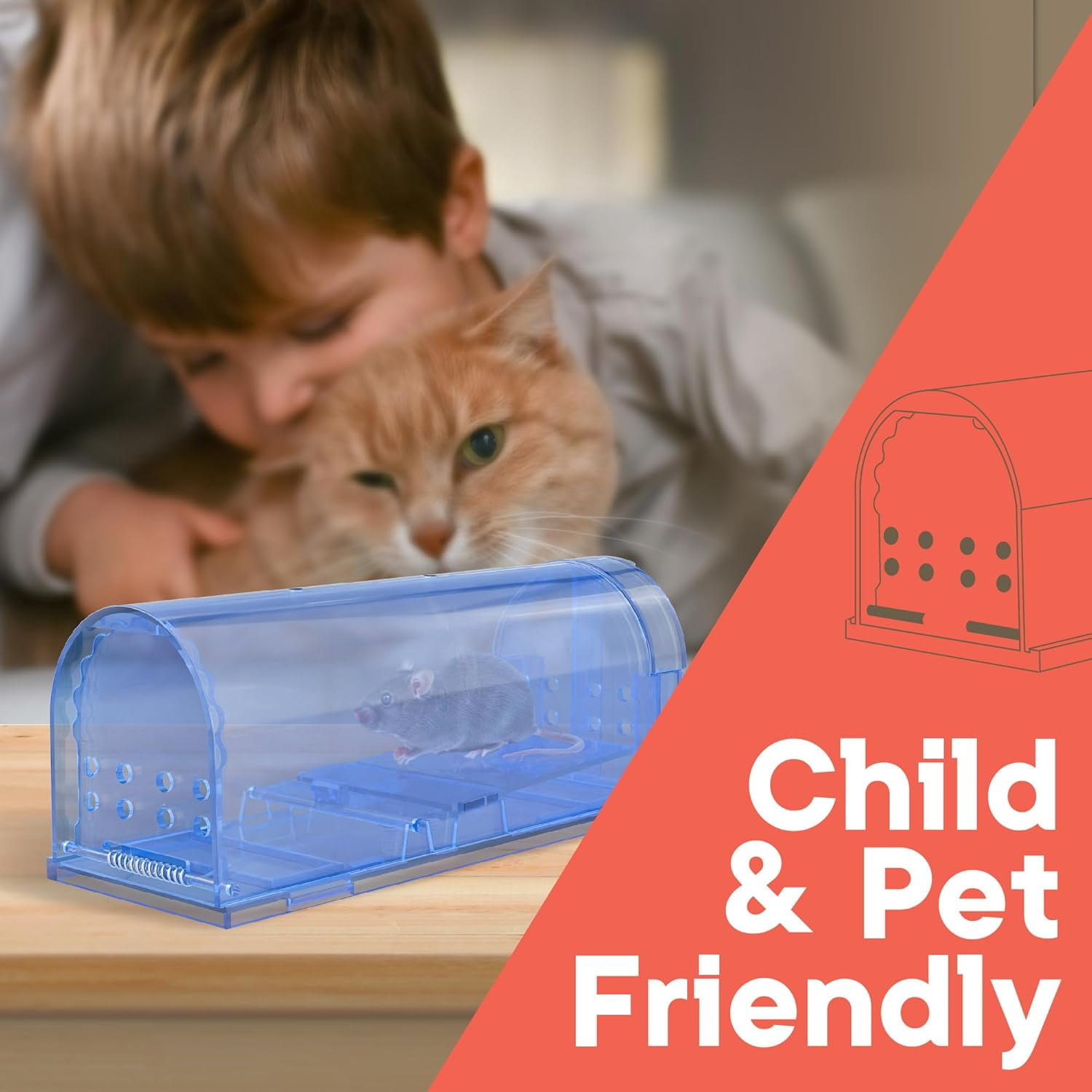 Campior Humane Mouse Trap Pack of 6, Live Catch & Release, Indoor/Outdoor, Pet & Child Safe, Reusable Plastic Cage, Blue