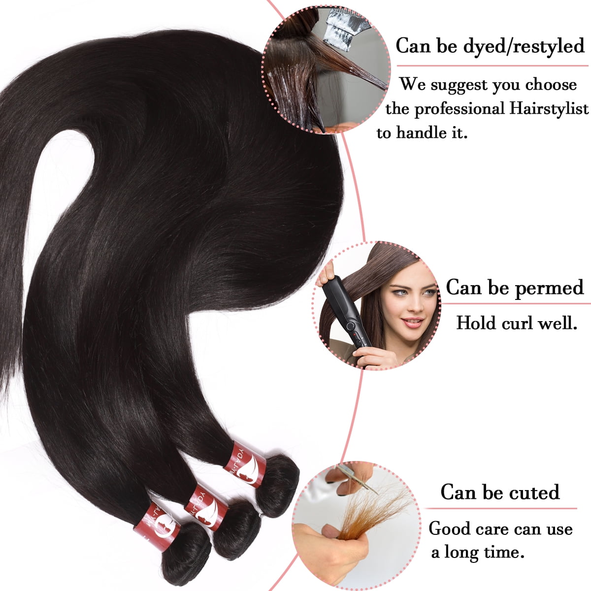 SEGO Brazilian 100% Virgin Human Hair Straight Body Wave Bundles 100% Unprocessed Human Hair 1 Bundle Sewing In 100% Human Hair Extensions