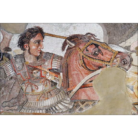 24"x36" Gallery Poster, Alexander the Great Mosaic Landscape
