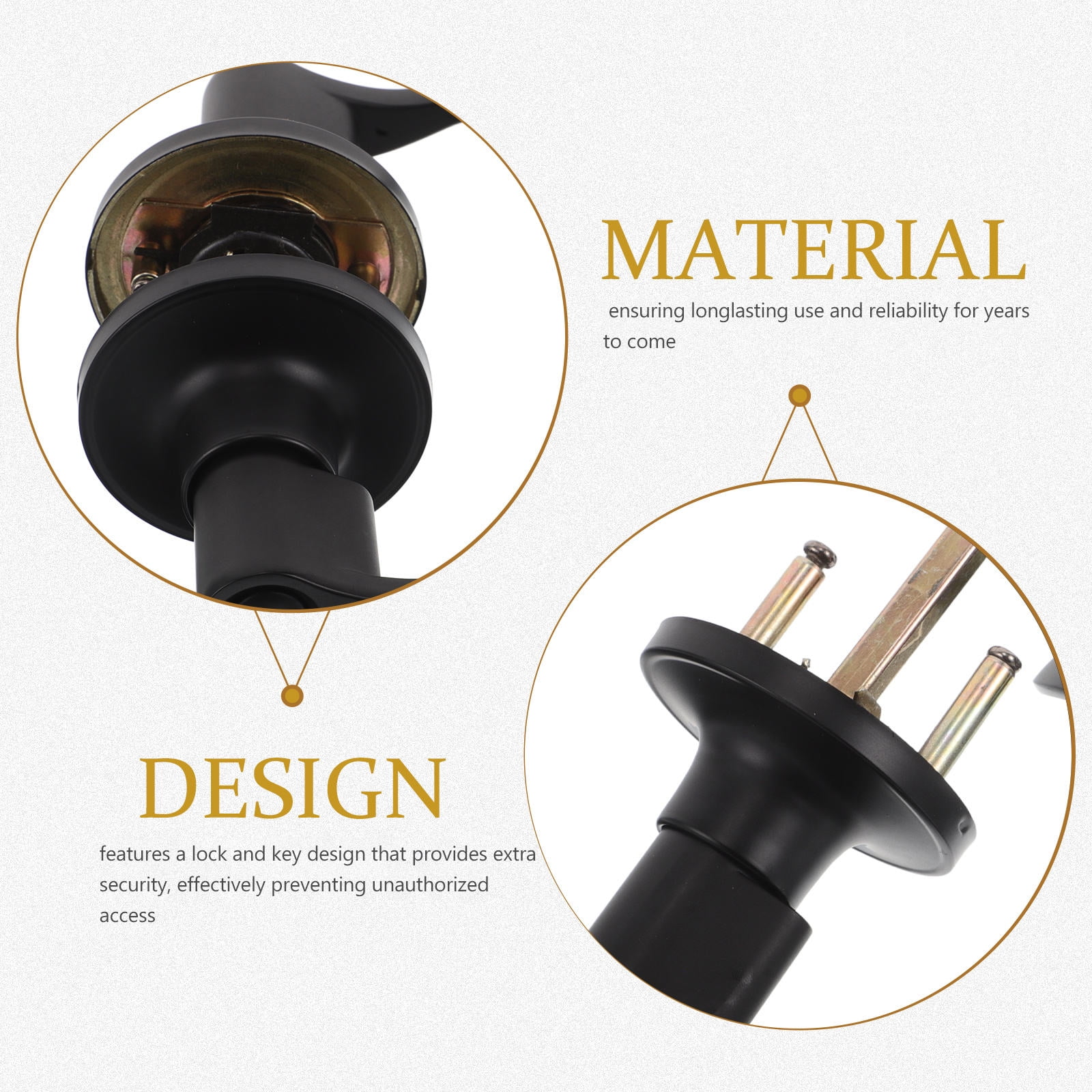 WEUVEB Black Matte Bathroom Door Knob, Modern Stainless Steel Finish, Single Piece Door Handle