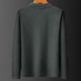 thumbnail image 5 of comerut Fall Winter Men Top Half-high Collar Solid Color Warm Thick Long Sleeve Button Decor Soft Pullover Mid Length Thermal Bottoming Top, 5 of 7