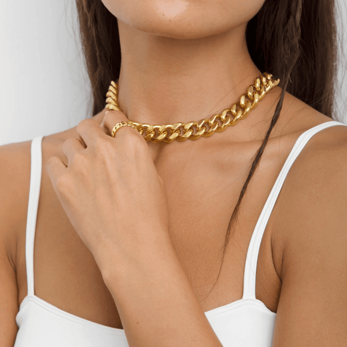 18K Gold Chunky Chain Necklace Women's, Best Trending Trendy Gold Chunky Chain Necklace Gift for Women, Lady, Mother, Wife, Mason & Madison Co.