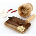 thumbnail image 4 of Kittvzx Garlic Press kitchen gifts Mortar and Pestle Set - Premium Bamboo Bowl Garlic Press Grinder Crusher, 4 of 4