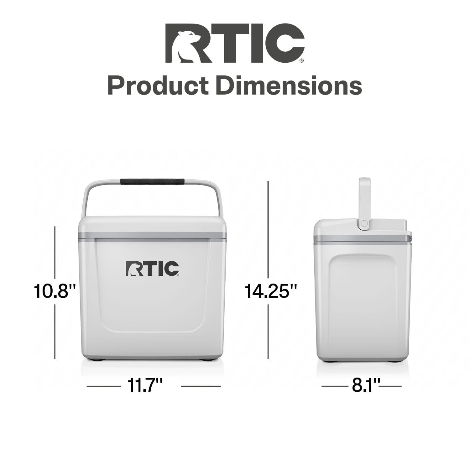 RTIC Road Trip 8 Qt Hard-Sided Personal Cooler, Fits 12 Cans, White & Grey