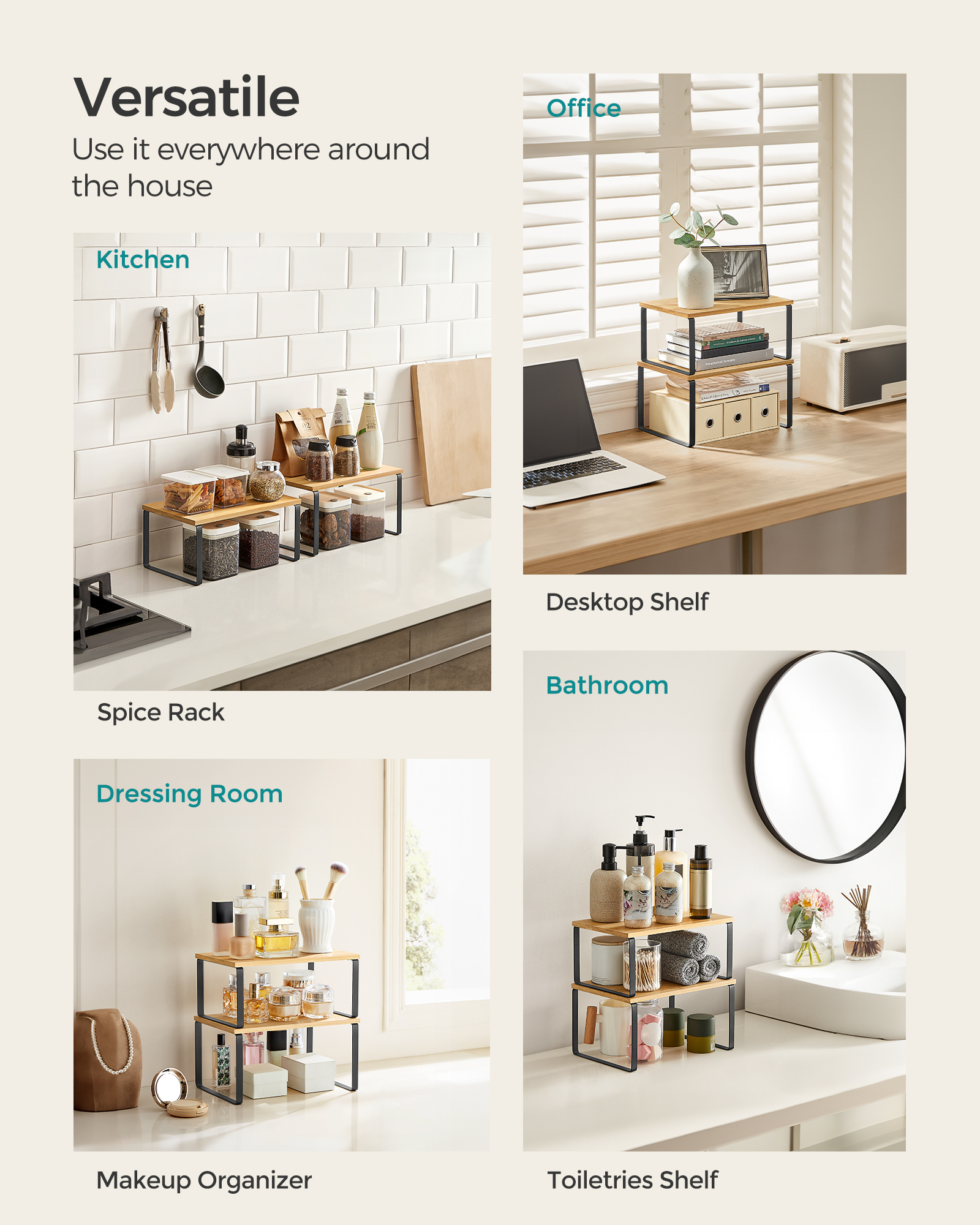 Songmics 2-Pack Cabinet Shelf Organizer photo 3