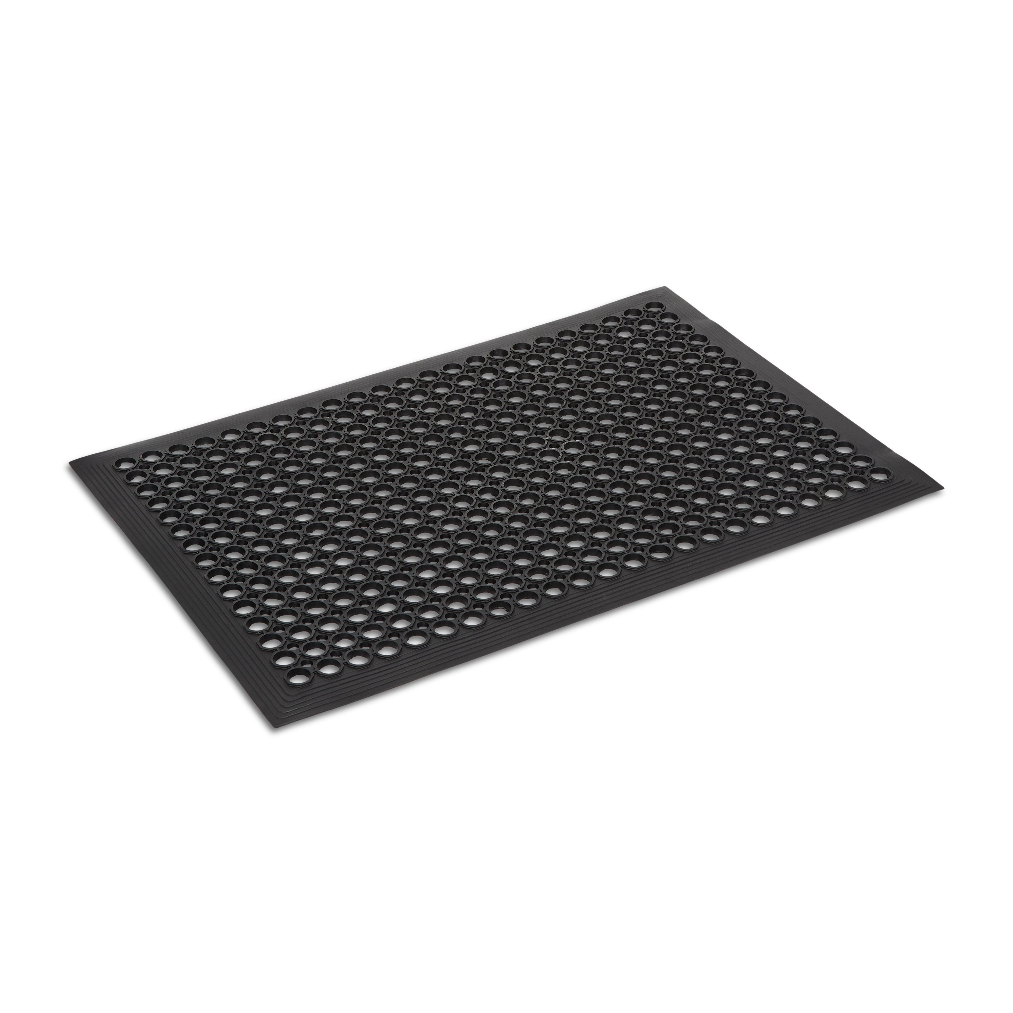 Backyard Expressions 24" x 36" Outdoor Rubber Drainage Mat, Heavy Duty Non Slip Floor Mat with Holes, Indoor Outdoor Door Mat for Entryway, Patio, Garage, Kitchen, Pool & Wet Areas, Black