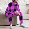 thumbnail image 7 of Hirioo Purple Black Buffalo Plaid for Men's Pajama Sets 2 Piece Pjs Men's Long-Sleeved Pajama Set Button Down Sleepwear,S-XXL-XX-Large, 7 of 7