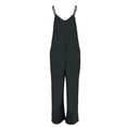 thumbnail image 4 of Adjustable Strap Jumpsuits Women V Neck Casual Summer Sleeveless Loose Jumpsuit Long Pants Rompers with Pockets Black XL, 4 of 7