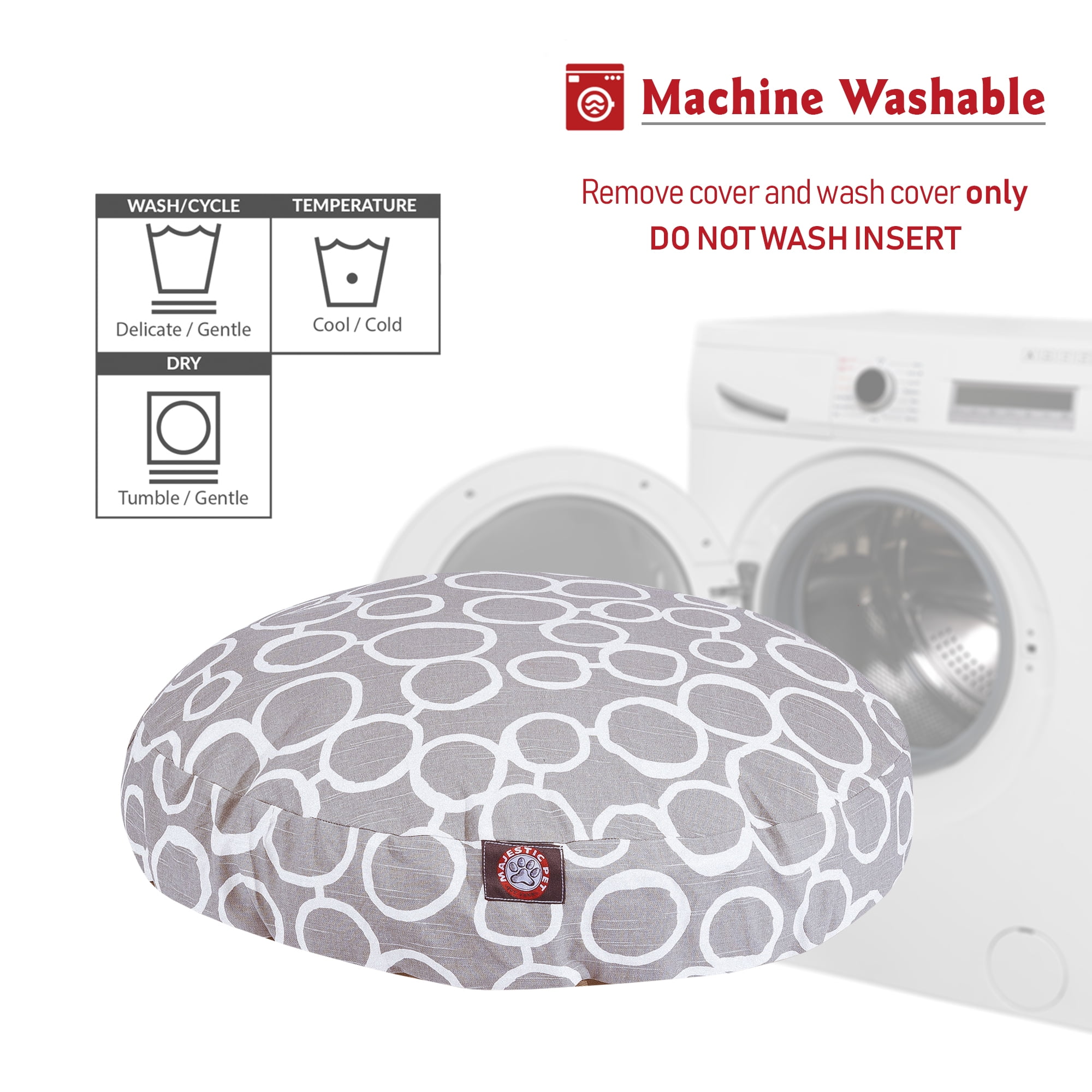 Majestic Pet Fusion Round Dog Bed Cotton Twill Removable Cover Gray Large 42 x 42 x 5