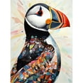 thumbnail image 1 of Multicolour Pattern Feather Puffin Bird Folk Art Unframed Wall Art Print Poster Home Decor Premium, 1 of 4