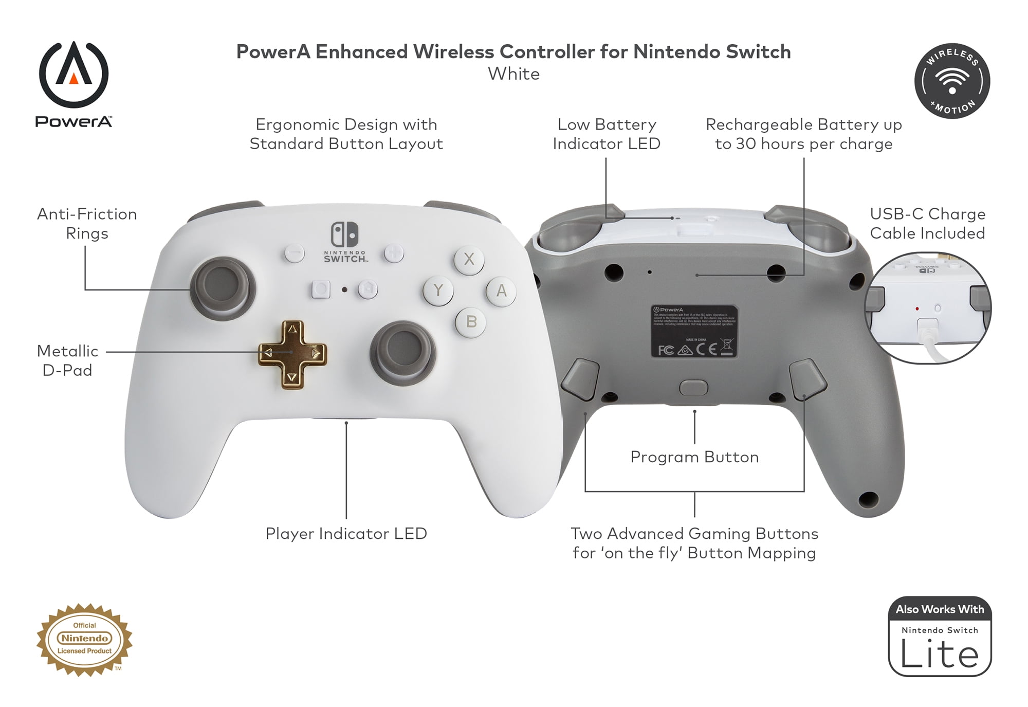 Power A Enhanced Wireless Controller for Nintendo Switch - White, 1 ct -  Kroger