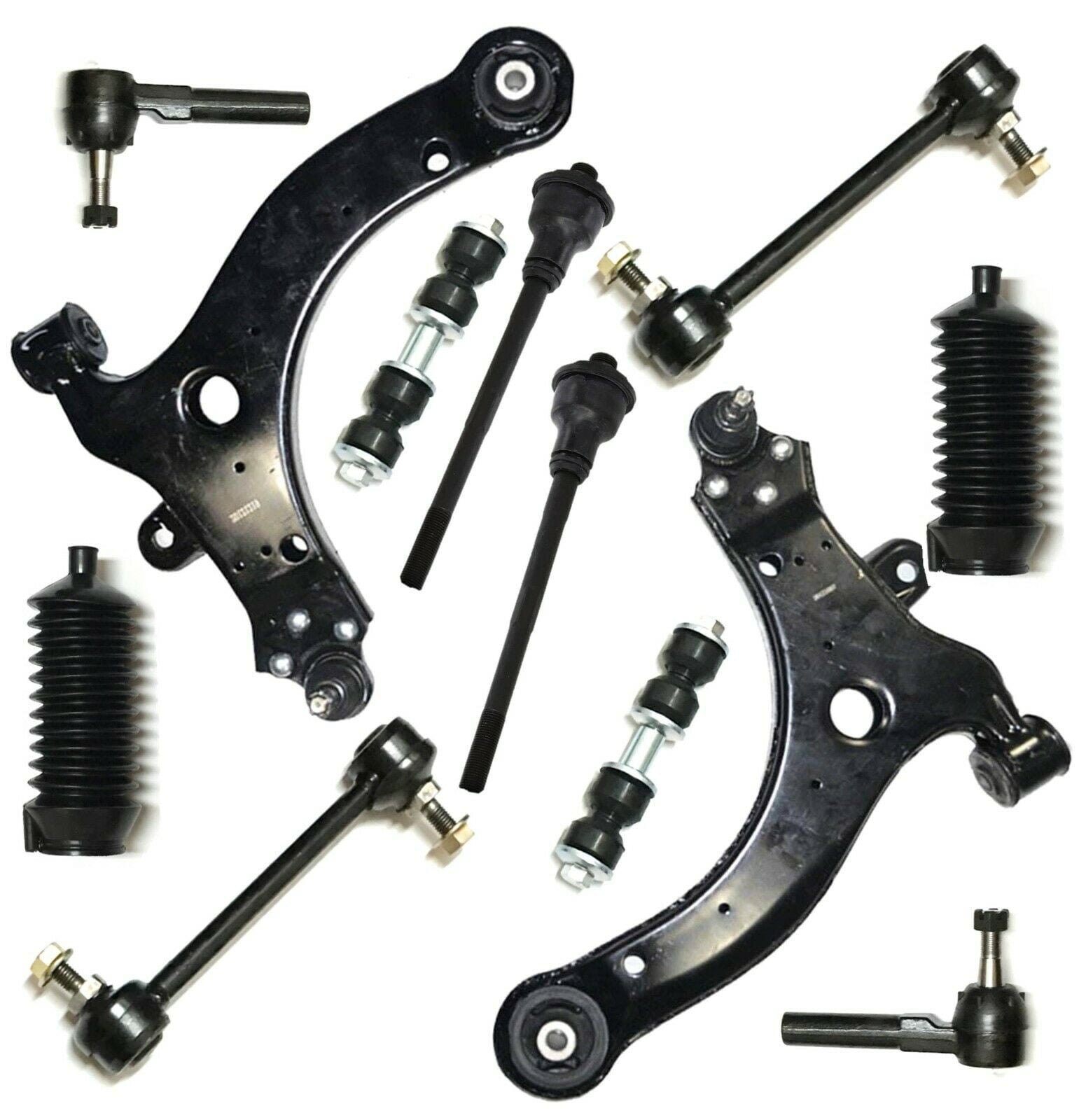 12 Pc Rear & Front Suspension Kit Tie Rod Linkages & Sway Bars, Rack