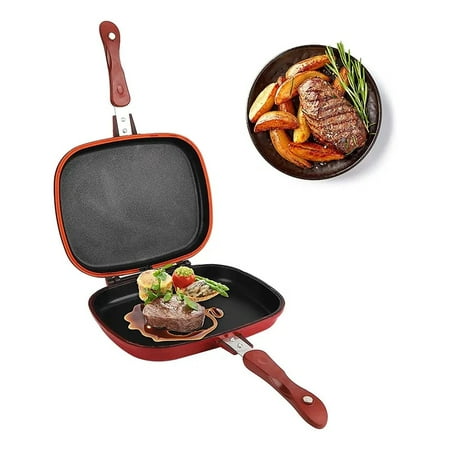 

Skillet Grill Pan 28cm Double Pot Doubel Sided Grill Pan Frying Pan Double Pan Grill Pan Baking Tray Double Faced Wok Pan Frypan