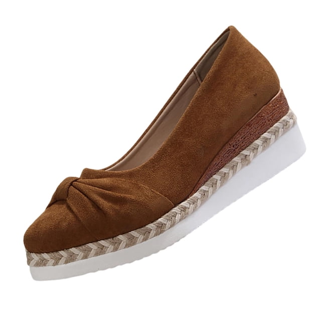 Negro Punta Tacones Del Dedo Del Pie para las Mujeres Tejidos Cuña Espadrilles, Zapatos Casuales Negros de las Mujeres Gruesa Suela Deslizamiento En