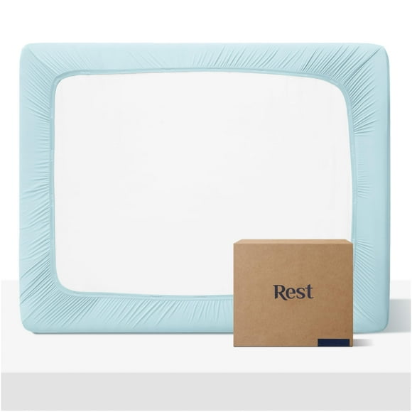 Rest Evercool+ Fitted Sheet Full Size Light Blue 15"" Deep (Up To 18) Breathable Bedding For Hot Sleeper And Night Sweats Bed Sheet With Ionic+ Self-Cleaning Silver Yarn For Sensitive Skin