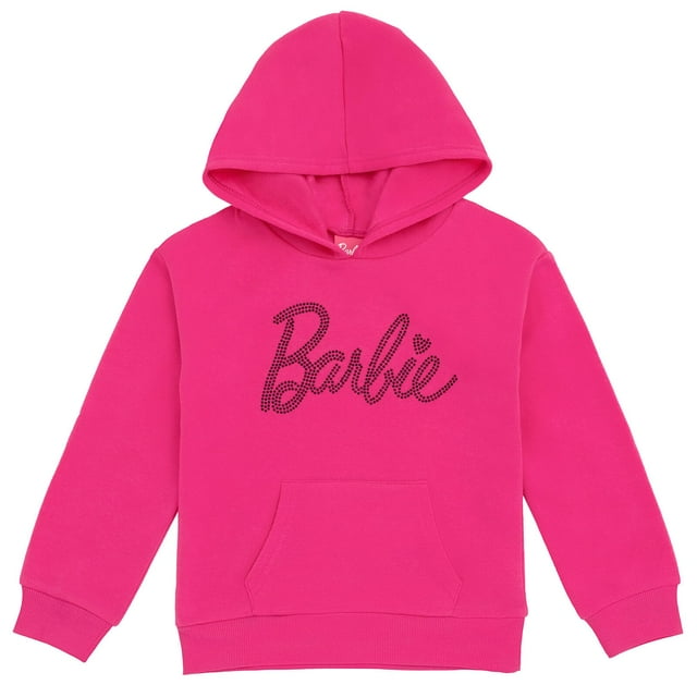 Sudadera con capucha Barbie para niñas pequeñas, forro polar, rosa, 5T