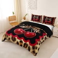 thumbnail image 3 of Erosebridal Kawaii Cherry Duvet Cover Set for Girls, Cheetah Print Bowknot Bedding Full, Black Reversible, 1 Duvet Cover and 2 Pillowcases (No Comforter), 3 of 5