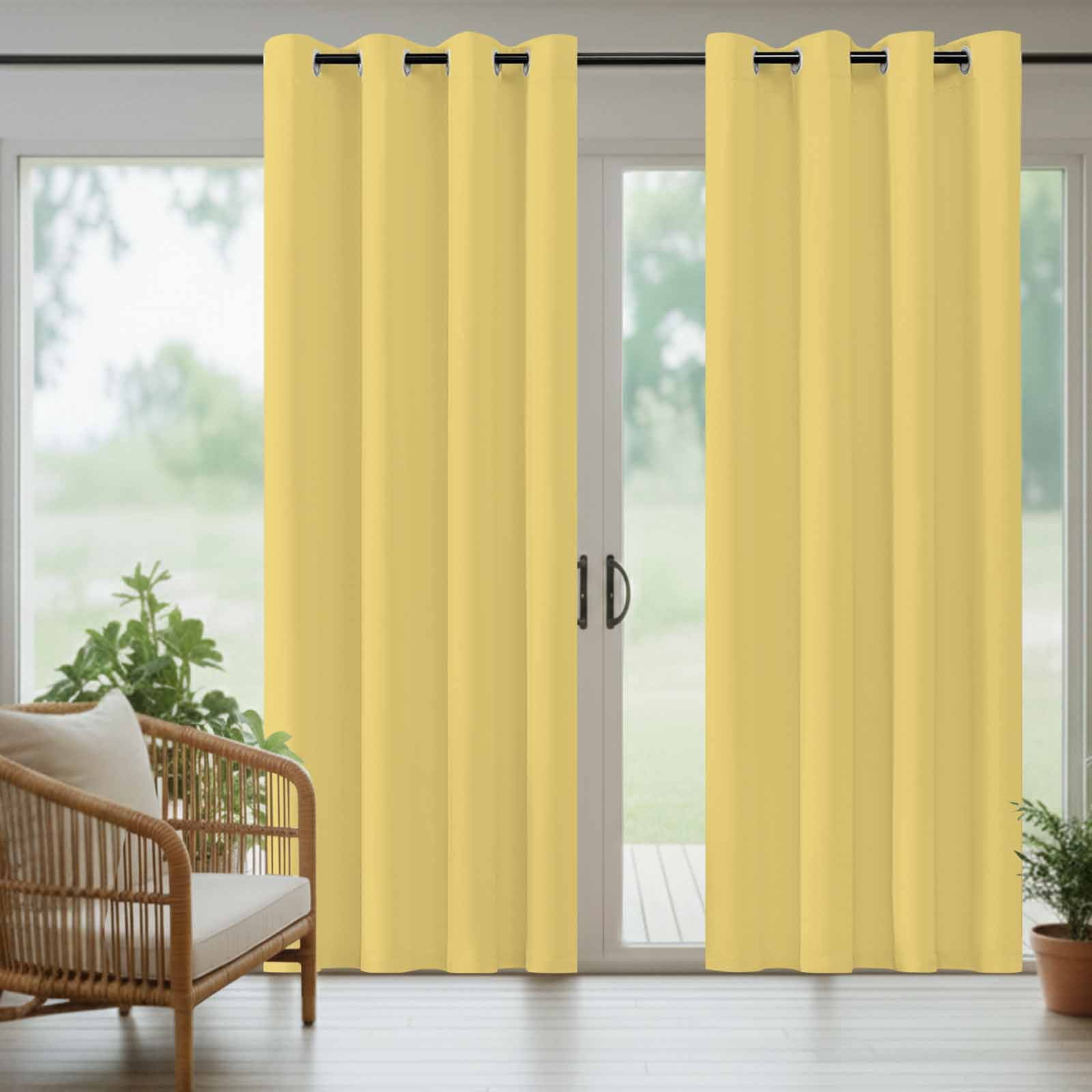 Yellow Outdoor Curtains for Patio, Modern Solid Color Sunshade Privacy Drapes Grommet Waterproof Outside Curtains for Porch/Cabana/Balcony 54"x 108", 1 Panel