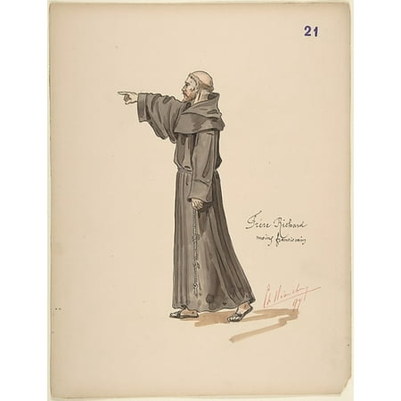 Brother Richard a Franciscan Monk costume design for Jeanne dArc by the Paris Opera Company 1897 Poster Print by Charles Bianchini (French Lyons 1860  “1905 Paris) (18 x 24)