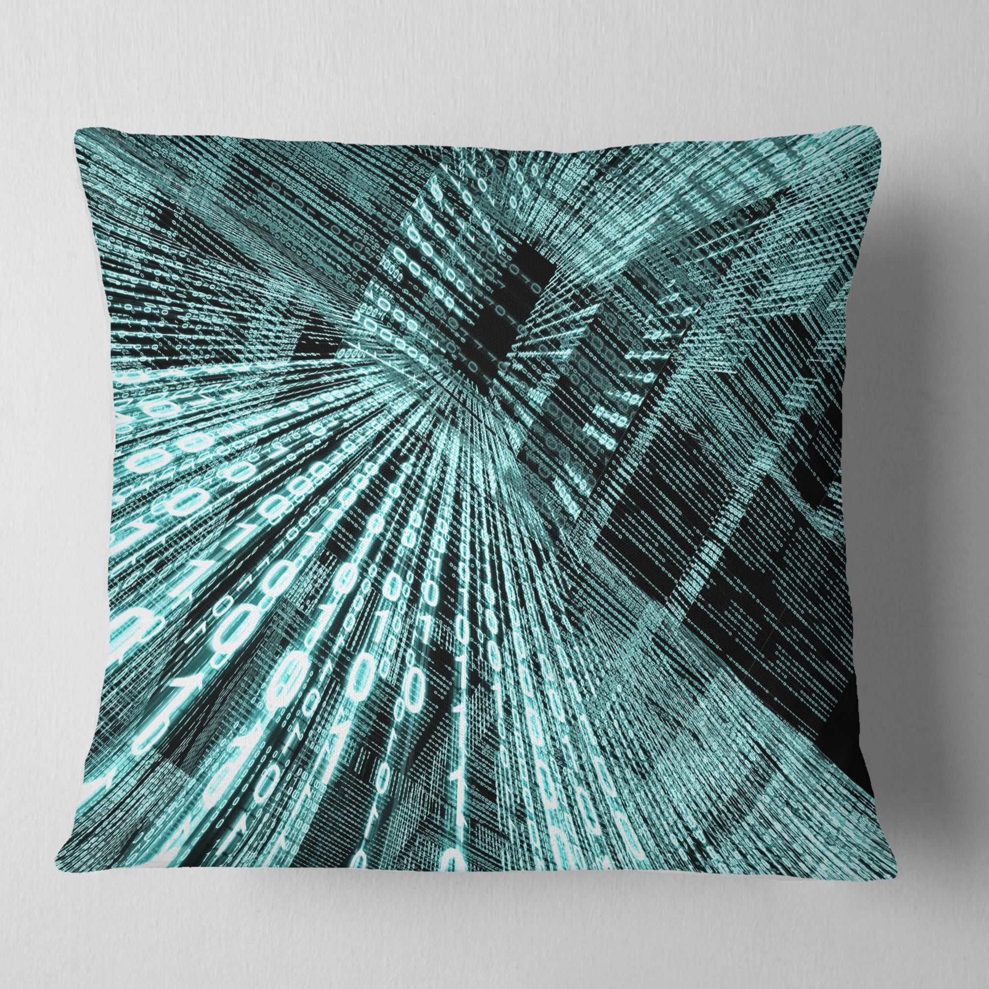 Designart Binary Code - Contemporary Throw Pillow - 18x18