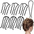 thumbnail image 1 of 7 piezas de peines laterales de metal, pinza de tenedor para el cabello, palito de dientes para recogido, peines en forma de U para peinados vintage, accesorios de pelo, combinación de pelo fino, 1 of 7
