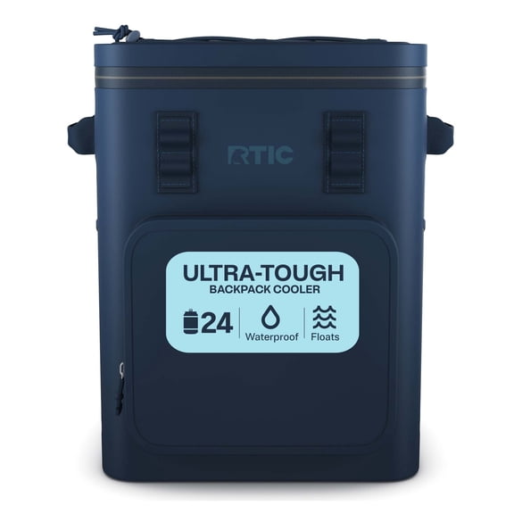 RTIC 24 Can Ultra-Tough Backpack Cooler, Leakproof, Waterproof Zipper, Navy